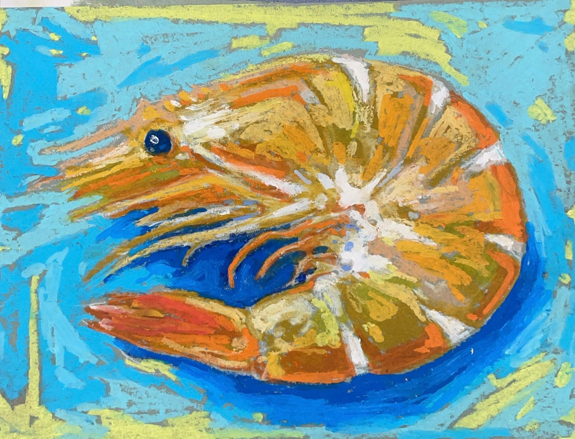 La Crevette - Original Oil Pastel Painting