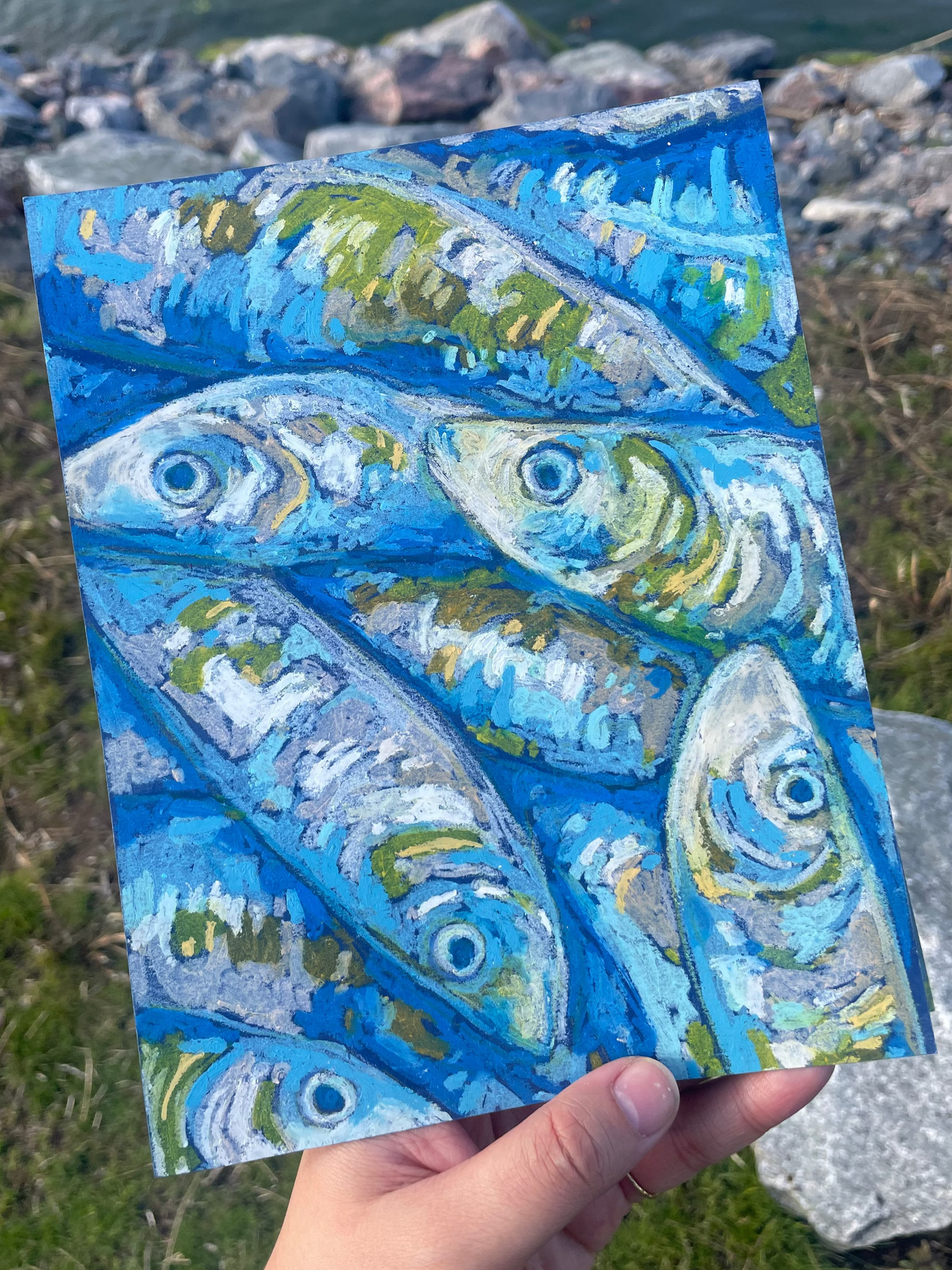Bluets - Original Oil Pastel painting