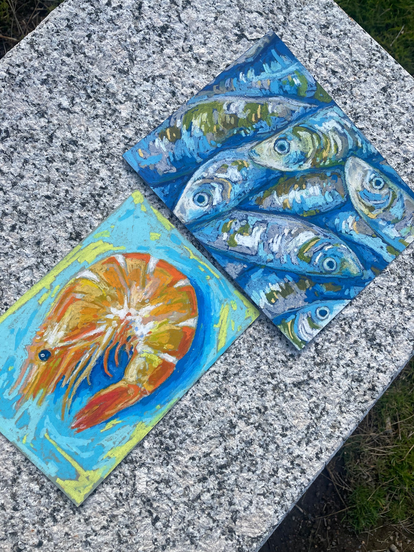 La Crevette - Original Oil Pastel Painting